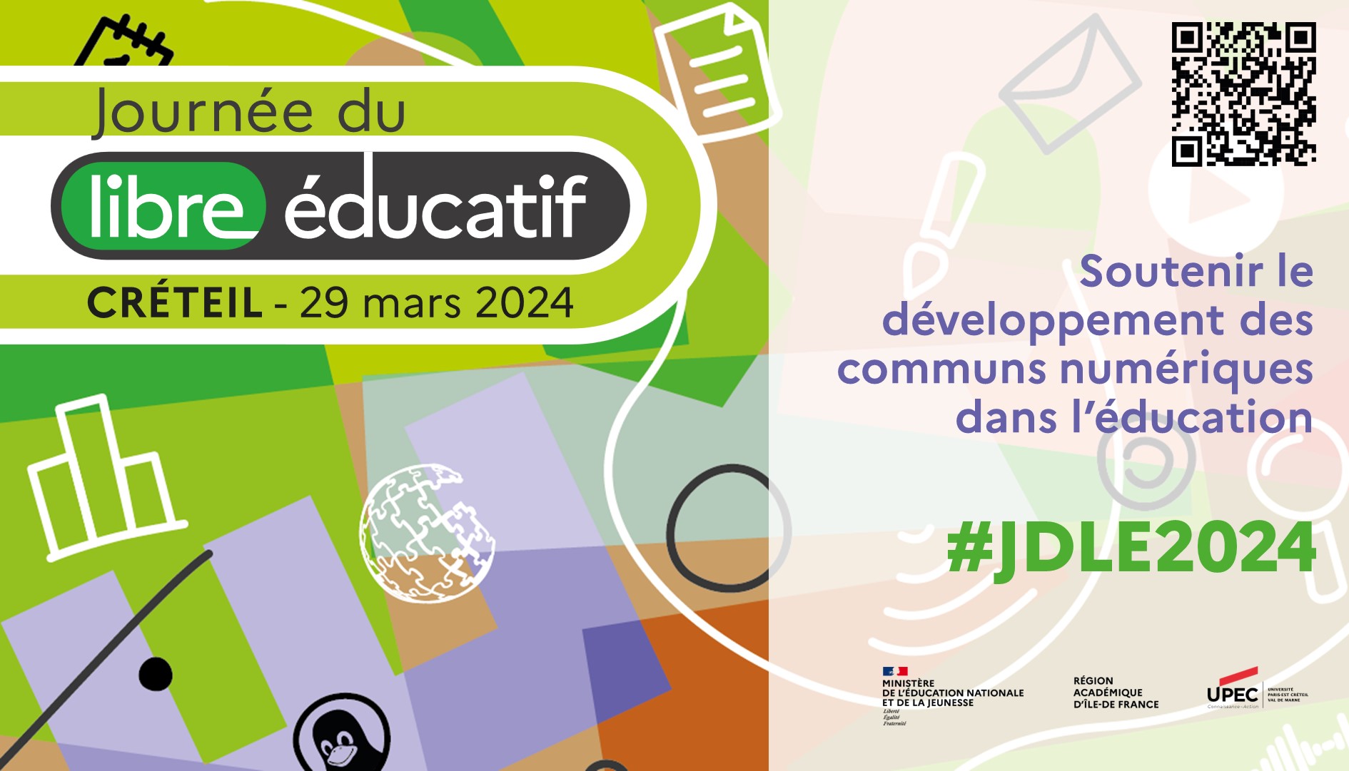 Affiche de présentation de la Journée du Libre Éducatif avec à droite la photographie de la Faculté de droit de l'Université Paris-Est Créteil